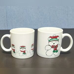 Vintage Santa Bear mugs. 1986. Made in Japan